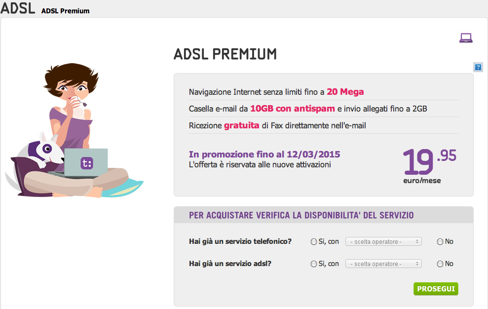 Tiscali ADSL no telefono