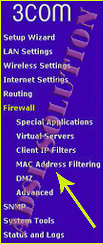 3Com Office Connect 3CRWE754G72-A Configurazione del Filtro Mac Address