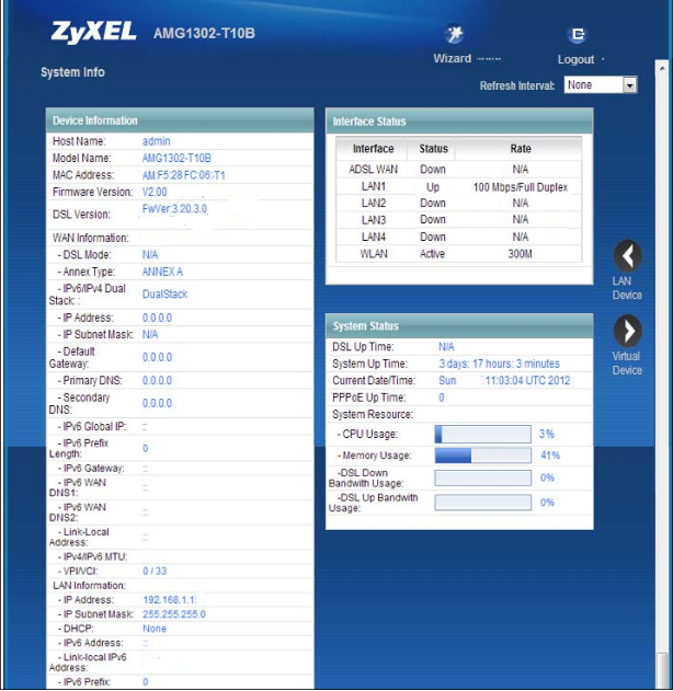 Zyxel AMG1202-T10A System Info