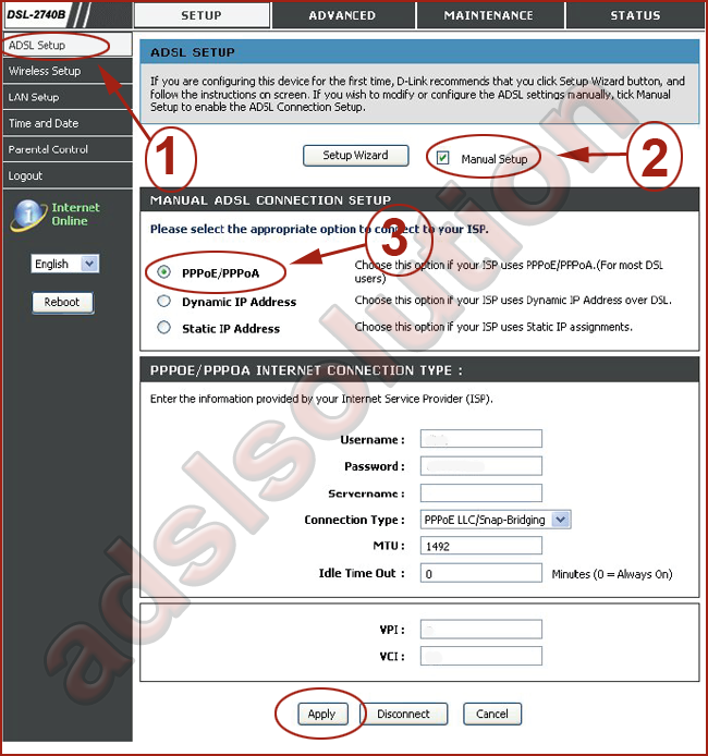 D-Link DSL-2740B E1 manual setup